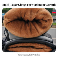 2 Pieces Thick Fleece Lined Motorcycle Handlebar Muffs Universal Fit Winter Scooter Hand Warmers PU Leather for Delivery Cyclist S