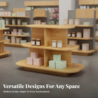 Safe Rounded Corners Round Retail Gondola Heavy Duty Unrestricted Standing Island Shelf Sturdy and Long-Lasting Multi-Tier Display Stand Easy to Assemble for Shop Owners, Retailers, Vendors, Trade Exposition