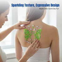 Acrylic Crystal Spine Skin Decoration Sticker, Fluorescent Art, Party, Carnival, Event, Sexy Makeup Accent