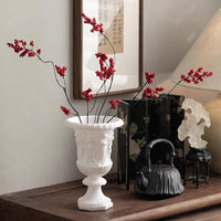 Roman Style Vase Matte Finish Simulated Marble Urn Classic Design White Pedestal Vase for Hotel