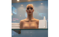 Female Mannequin Head with Shoulders Life-Size Synthetic Hair Mannequin Bust Light Weight Female Hairpiece Head Bust for Salon