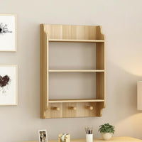 Nordic Design Exposed Shelving Unit With Hooks Wall-Mounted Cubby Shelf Space-Saving Bookshelf Multifunctional for Homeowners, Students, Office Workers, Living Room, Bedroom