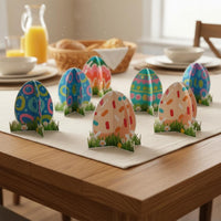 6 Pieces 3D Easter Egg Centerpiece Easy Assembly Standing Paper Egg Decoration