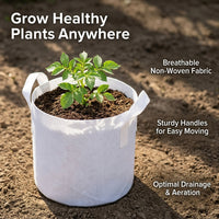 Grow Bags for Tomatoes, White Non-Woven Plant Grow Bags with Handles, Breathable Root Pruning Patio Grow Bags for Balconies