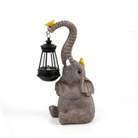 Standing Garden Figurine with Lantern Sculpted Outdoor Statue with Lantern Weathered Decor Decorative for Entryway