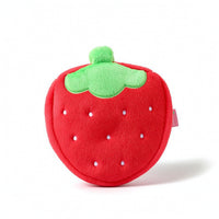Fuzzy Strawberry Cosmetic Bag Cute Strawberry Pouch with Zipper Fluffy Soft-Furred Makeup Pouch Portable for Girls, Students, Travel, Dorm Room