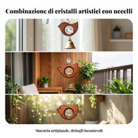 Wooden Crystal Bird Wind Chime Outdoor Ornament Gentle Tone
