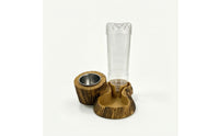 Reptile Feeding Dish with Water Bottle Wood-Look Pet Supply Stable for Vivarium