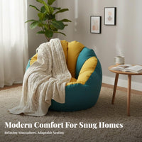 Full Body Comfort High-Back Bean Bag Chair Ergonomic Support Armless Foam Lounger No Rigid Frame Floor Seating Washable Cover for Students Women, Balcony, Bedroom, Living Room, Reading Nook