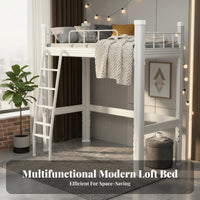 Loft Bed with Desk Space Saving High Er Bed with Workstation Multi-Functional Bedroom Furniture for Students, Dorm Room, Small Areas, Apartment