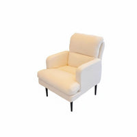 Foldable Adjustable Reclining Lounger Spacious Seat Adjustable Backrest Chaise High-Density Foam Filling Single Sofa Ergonomic Support for Apartment Dwellers, Young Adults, Book Lovers, Balcony, Bedroom, Home Creamice