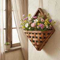 Geometric Wall Basket Brown Finish Wall Hanging Basket Easy to Hang
