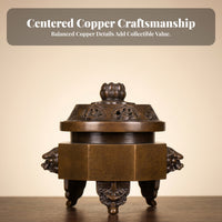 Bronze-Brown Faceted Structure & Residence Decor Lid Incense Burner