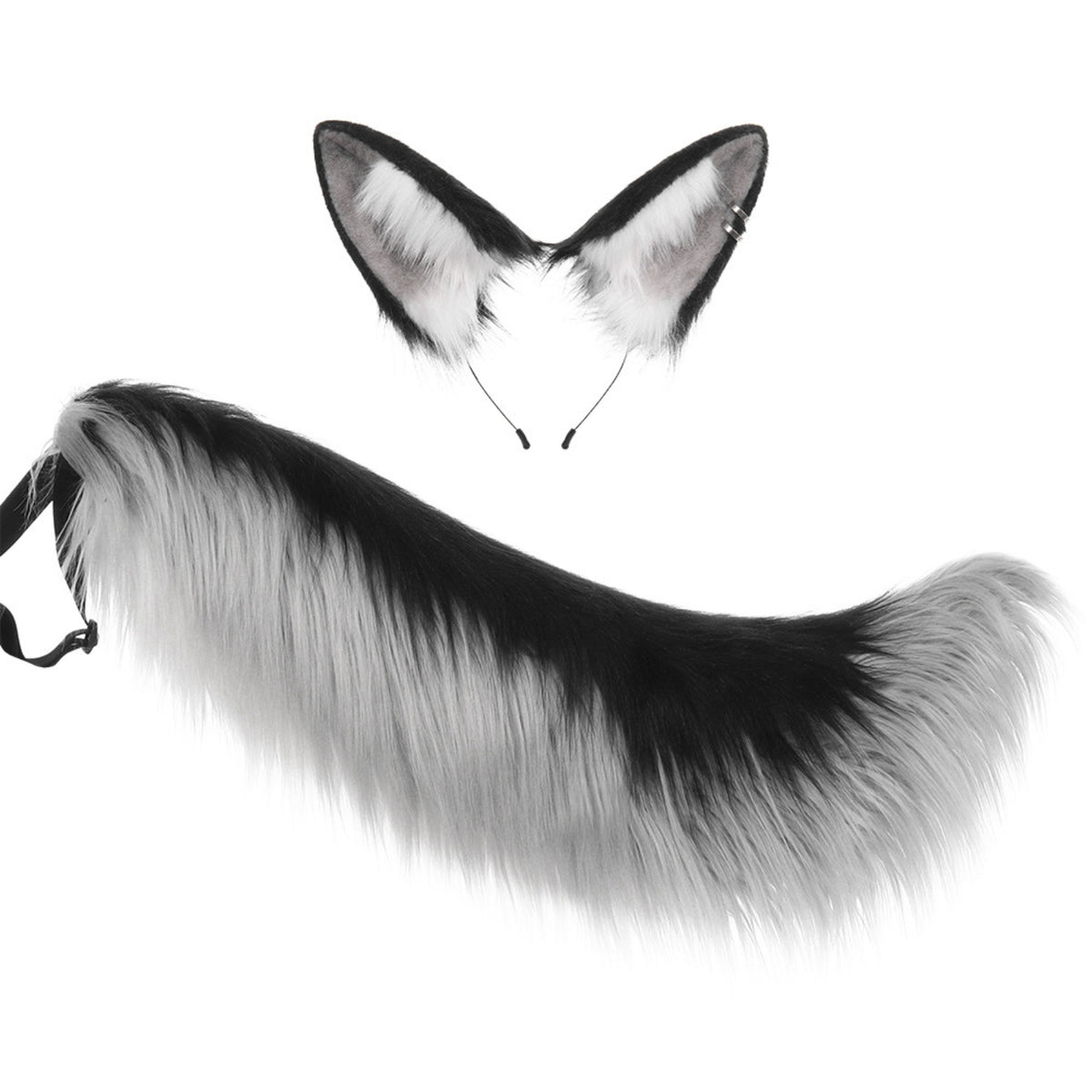 2 Pieces Animal Ears and Tail Set Furry Animal Cosplay Costume Accessories Soft Cosplay Set for Cosplayers