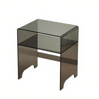 Minimalist Design 2-Tier Occasional Table Transparent Look Two-Tier Waterfall Table Space-Saving Nightstand Versatile Use for Apartment Dwellers, Homeowners, Adults, Bedroom, Living Room, Small Areas, Entryway