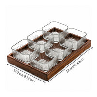 Walnut Serving Platter with Bowls Textured for Hosts, Homeowners