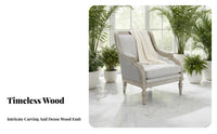 Plush Fabric Upholstery Carved Frame Three-Seater Sofa Sturdy framework Seating Set Vintage design Household Furniture for Homeowners, Interior Designers, New Movers, Living Room, Villa, Reception Hall, Apartment