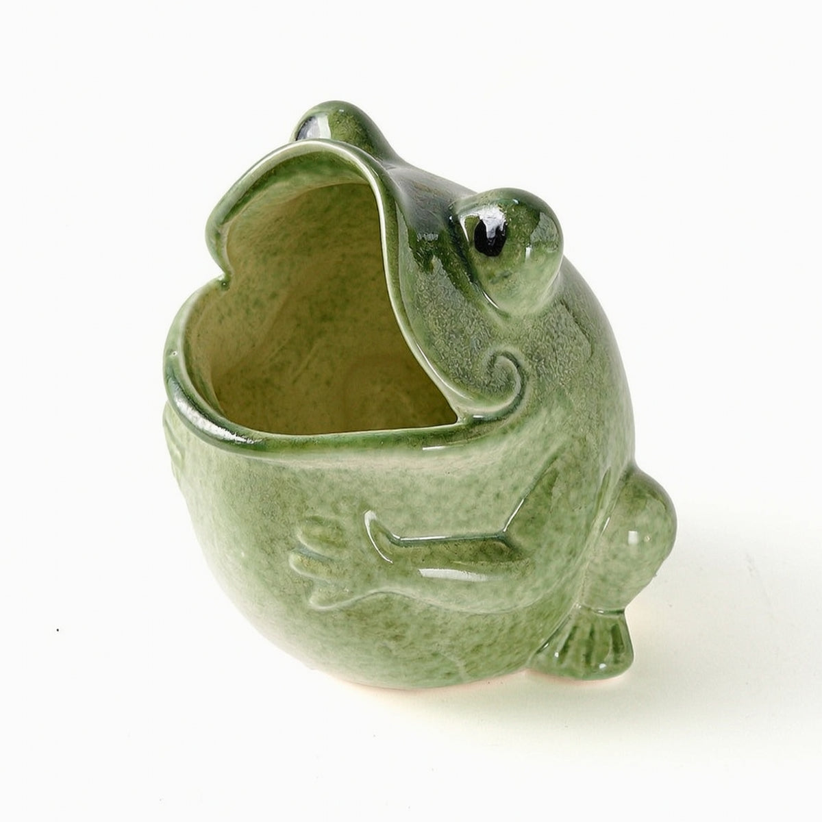 Ceramic Frog Jewelry Jar Decorative Ornament for Living Room - Minimalist Style