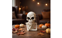 Gothic Skeleton Figurine Spooky Skeleton Bust Resin Skull Bust Matte for Halloween, Tabletop, Desk, Shelf