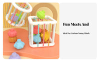 Early Learning Elastic Band Shape Sorter Hand-Eye Coordination Color Shape Sorting Cube Spatial Reasoning for Babies