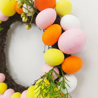 Easter Egg Wreath Bright Colors Spring Door Wreath Festive Decor Artificial Easter Hanging Decoration for Families, Porch, Table Centerpiece, Kitchen