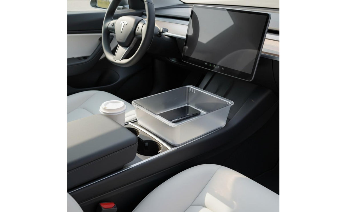 Electric Vehicle Console Insert Frosted Finish Center Console Storage Tray Non-Destructive Installation Armrest Storage Box Insert