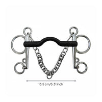 Rubber Wrapped Horse Bit Smooth Surface Rubber Wrapped Stainless Steel Pelham Bit Double Chain Equestrian Gear