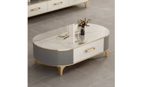 Coffee Table with Storage Drawer Faux Stone Finish Coffee Table with Drawer Modern for Living Room