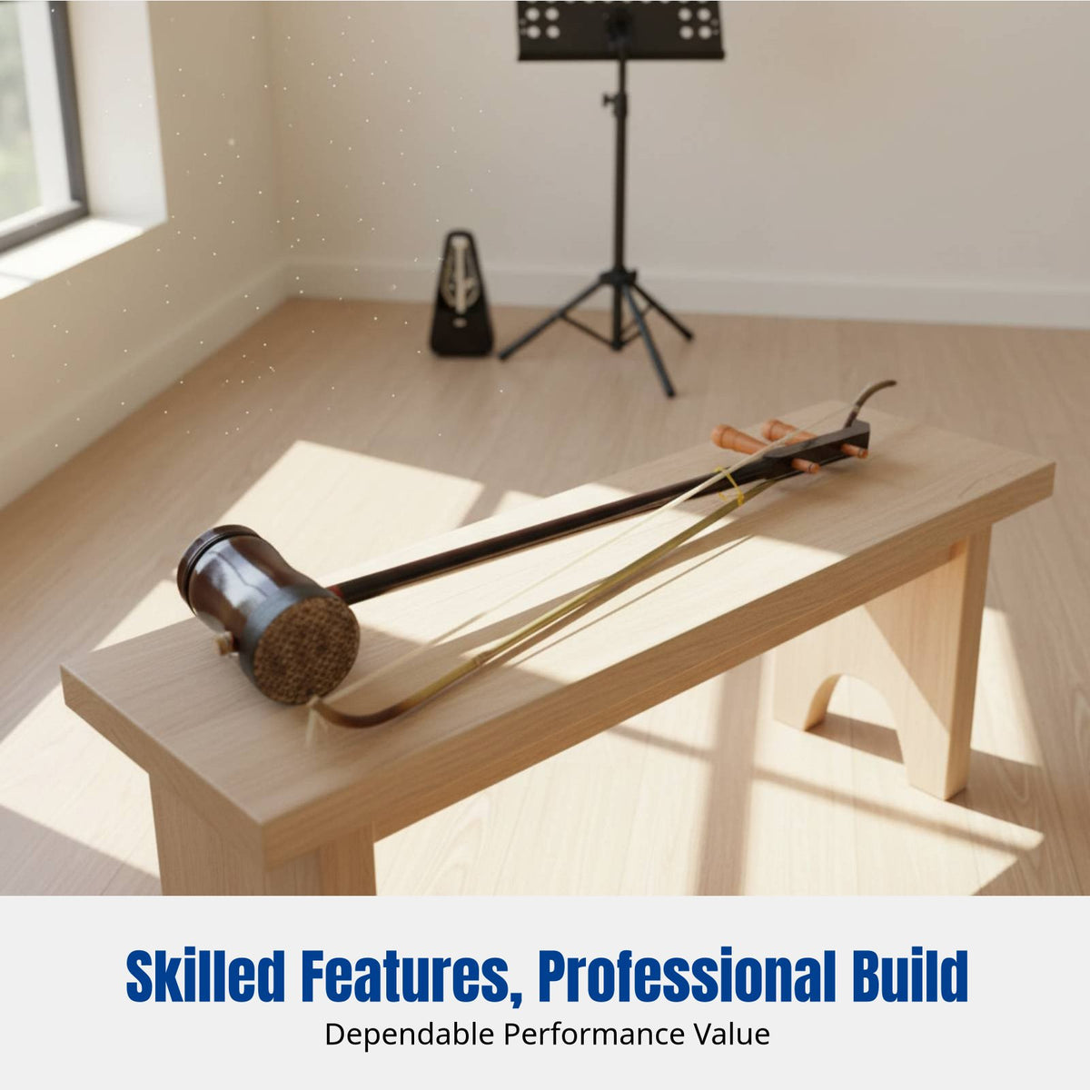 Round Barrel Erhu, Chinese Bowed String Instrument, Suitable for Adults, Teens, Beginners, Practice, Complete Accessories