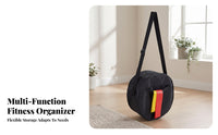 Adjustable Strap Round Shoulder Bag Front Zip Pocket Black Shoulder Bag Soft Textile Round Crossbody Purse Rounded Shape