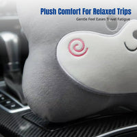 Cartoon Car Headrest Neck Pillow, Plush Support, Universal, Cute, Four Seasons, Seat Pad