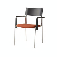 Retro Design Upholstered Armchair with Metal Frame Soft Padded Cushions Cushioned Metal Frame Seat ErRetro-Inspirednomic Backrest Dining Chair Easy Assembly for Homeowners, Office Workers, Readers, Kitchen, Living Room, Bedroom, Reading Nook