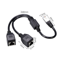 One-to-Two RJ45 Splitter Cable Shielded Ethernet Adapter Cable Wired Networking Equipment Pure Copper for Office Wiring