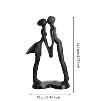 Integrated Base Cast Iron Couple Statue Sculptural Decorative Desk Statue Artisanal Couple Figurine Indoor Display for Shelf