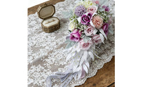 Handmade Korean Design Hand Floral Arrangement Realistic Look Pink and Purple Artificial Floral Arrangement Real Feel for Brides