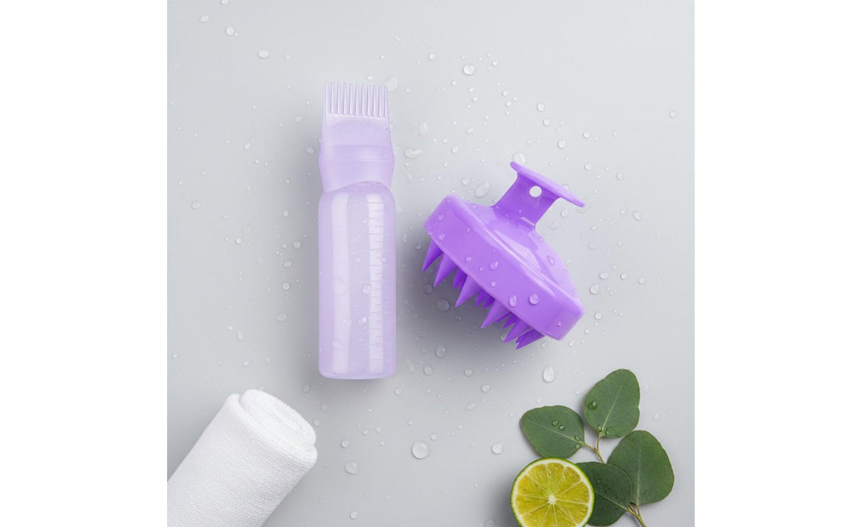Hair Dye Bottle with Comb Accurate Application Silicone Hairbrush Reusable Base Comb Bottle for Beginners, Home Use