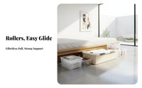 Rolling Storage Bin with Lid Wheeled Design Underbed Container Transparent Body