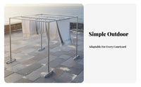 Galvanized Steel Pipe Clothes Rack Rust Resistant Square Quilt Clothesline Frame Windproof Freestanding Clothes Clothesline Rack for Rooftop, Garden