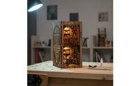 Mini Library Scene DIY Mini Library Scene Kit Woodgrain Decor for Bookshelf