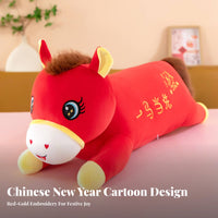 Long Horse Full-Length Pillow Auspicious Design Long Horse Soft Toy Horse Plush Support Pillow Super-Soft Large Horse
