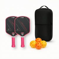 2 Pieces Pickleball Paddle Set with Bag and Balls Carbon Fiber for Practice