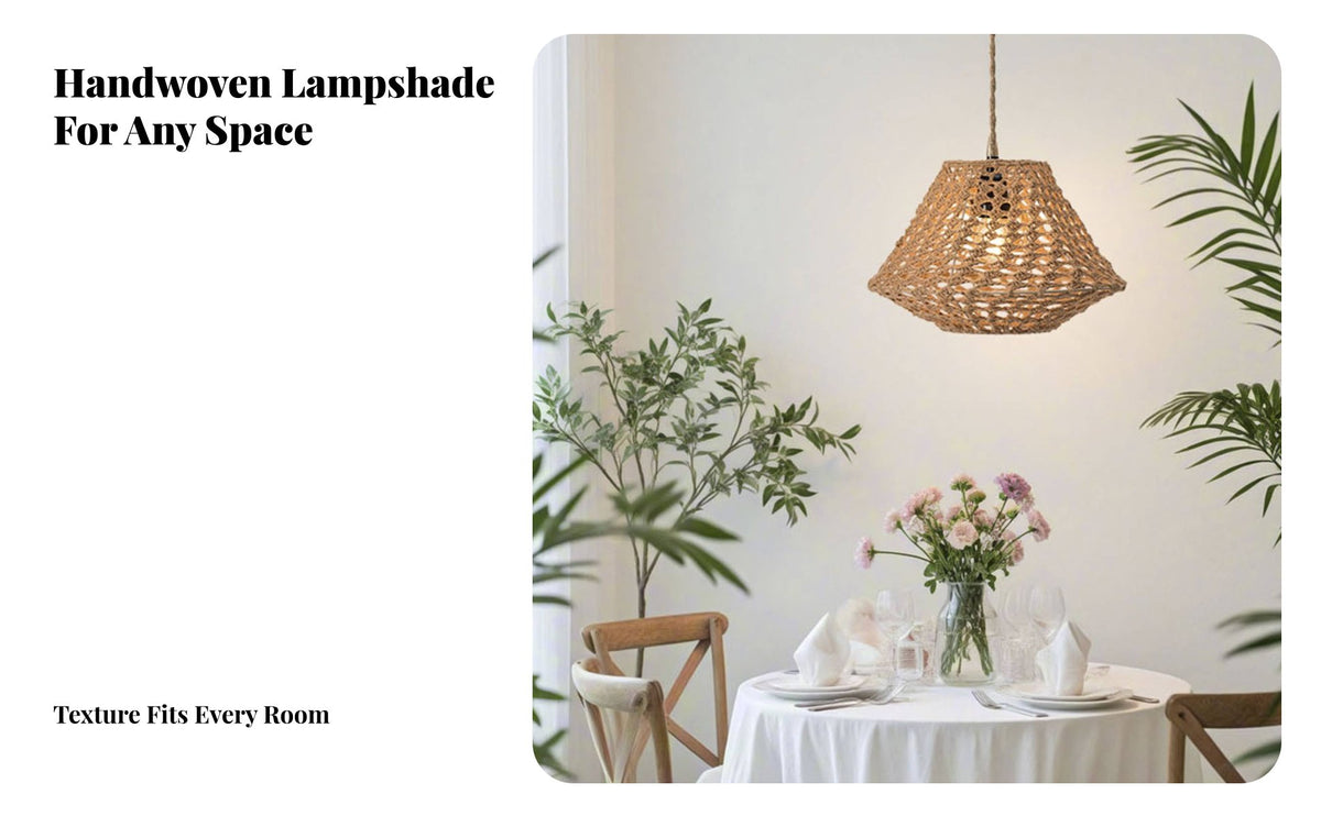 Woven Rope Lampshade Material Bohemian Pendant Light Shade Hollow-out Design Macrame Lamp Shade for Homestay, Living Room, Bedroom