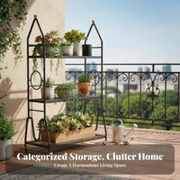 Mobile with casters Multi-Level Plant Ladder Space-Saving A-Frame Plant Ladder Minimalist Design Planter Rack Large Capacity for Gardeners, Homeowners, Balcony, Living Room, Indoor, Indoors