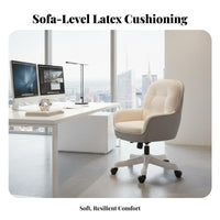 With casters Scalloped backrest rotating Chair Height Adjustable Vanity Stool Shell-Shaped backrestrest Indoor Seating effortless Rolling Casters for Students, Home Office Workers, Beauticians, Bedroom, Dorm Room, vanity area, Salon