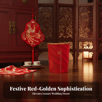 Red Wedding Trash Can Long-Lasting PP Material Chinese Wedding Dowry Container Festive Plastic Container Gold-Tone Edge