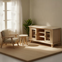 TV Cabinet with Door Unfinished Miniature TV Cabinet Wooden Furniture for Hobbyists