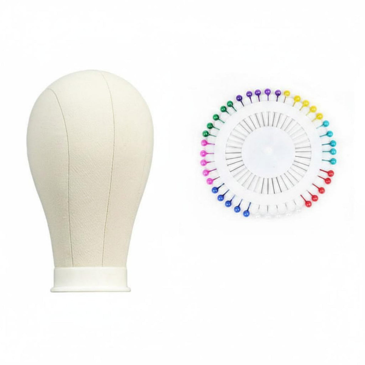Included 40 Pins Pinnable Hairpiece Styling Head Multi-Purpose Canvas Block Head Multiple Sizes Available Hairpiece Making Mannequin for Hairstylists, Cosmetology Students, Salon, Home, Classroom