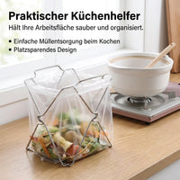 Yellow Bag Stand, 2-piece Set Foldable Trash Bag Stand, Stainless Steel Garbage Bag Holder for Kitchen & Household, Waste Rack Countertop