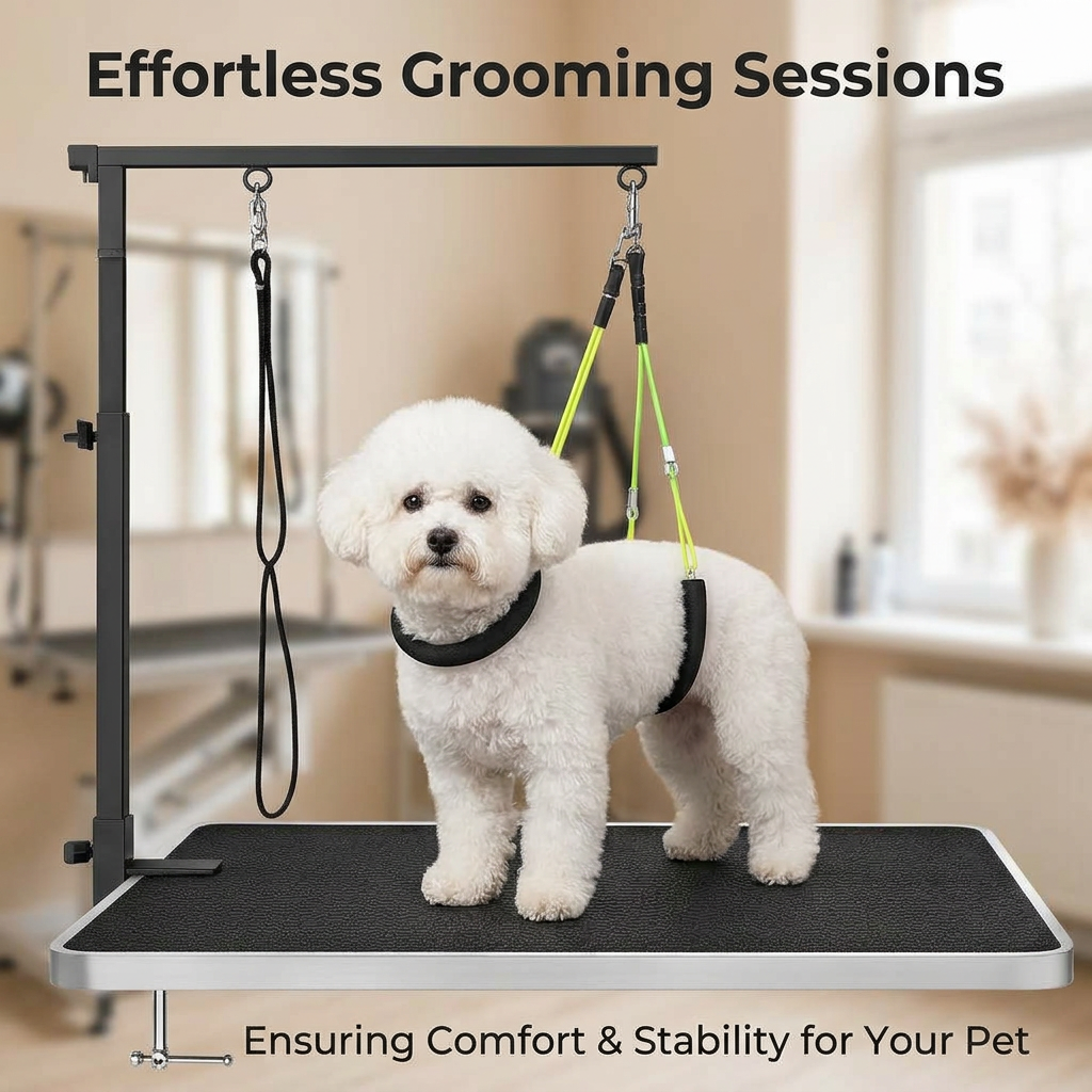 Foldable Grooming Arm Clamp, Height Adjustable Dog Grooming Stand, Rotatable Grooming Arm for Small & Medium Dogs, Sturdy Grooming Arm Clamp