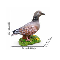 Feather Texture Turtledove Garden Statue Painted Eyes Resin Bird Statue Molded Base Bird Garden Ornament Standing for Courtyard, Landscape